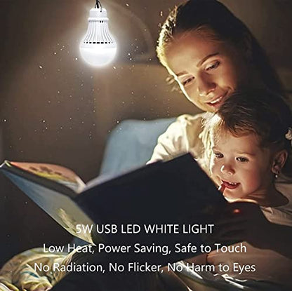 4 Pack USB LED Camping Lantern, 8.2 ft Extra Length Cord Tent Light with USB Y-Cable, Portable LED Bulb for Garage, Warehouse, Car, Truck, Fishing Boat, Room Emergency Light, White - style: 5W 4PCS