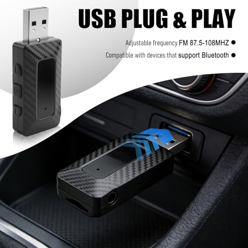 USB Bluetooth Adapter for Car Stereo,Wireless 5.3 Bluetooth FM Transmitter Receiver for FM+AUX,Universal USB to Bluetooths Adapter for Car Stereo,Home Stereoes,Computer