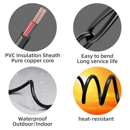 1.6FT DC Power Extension Cable 5.5mmx2.1mm 18AWG Male to Female 2pcs - color: Black 2pcs, size: 1.6ft