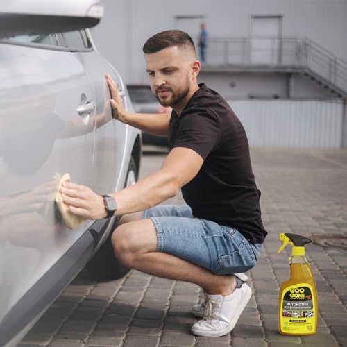 Goo Gone Automotive Adhesive Remover, Goo & Grime Cleaner for Bumper Stickers, Decals, Tree Sap, Brake Dust, Bird Droppings, Gum, Spray Paint, Asphalt, 24 oz with MicroFiber Buffing Towel - size: 24 Fl Oz (Pack of 1)