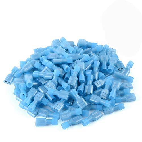 500 Pcs XHF Blue Nylon Female Spade Connectors 16-14 AWG Quick Disconnect Wire Terminals Insulated Wire Crimp Connectors - size: Female Blue 500PCS