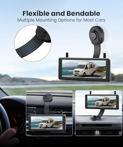 AUTO-VOX Wireless Backup Camera Kit: 7.2" Monitor, Solar 5 Cam, Suction Mount and Solar 3A Plus Cam– Flexible Placement for Horse Trailer, Boat Trailer, Cargo Monitoring, Tight Spot Parking