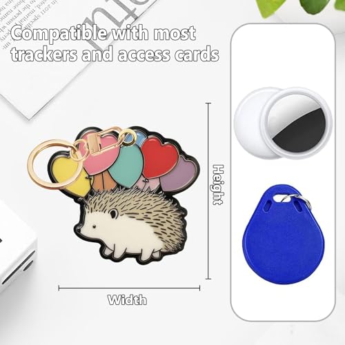 Hedgehog Love Balloon Leather Keychain Case Holder,GPS Tacker With Keychain Ring,Valentine's Day Gifts Access Card Scratch-Resistant,Finders Accessories For Pets, Luggage, Wallet, Backpacks - color: Hedgehog Love Balloon