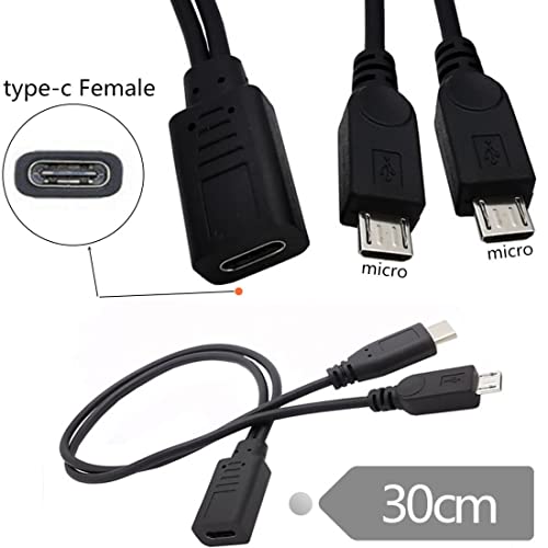 chenyang USB C Splitter Multi Charging Cable,USB C 1 to 2 Micro USB Charge Extension Cable Supports Charging Two Devices at The Same Time 0.98FT/0.3M - style: USB C 1 to 2 Micro USB