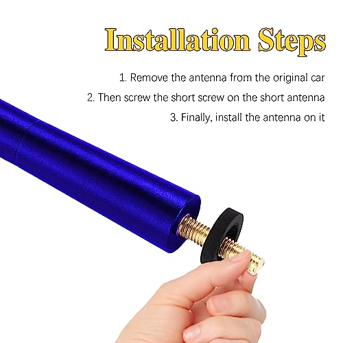 4.7 Inch Carbon Fiber Short Automotive Antenna, Short Carbon Fiber Radio Antenna, Carbon Fiber Antenna, Universal Car Antenna Replacement for Most Vehicles - color: Blue