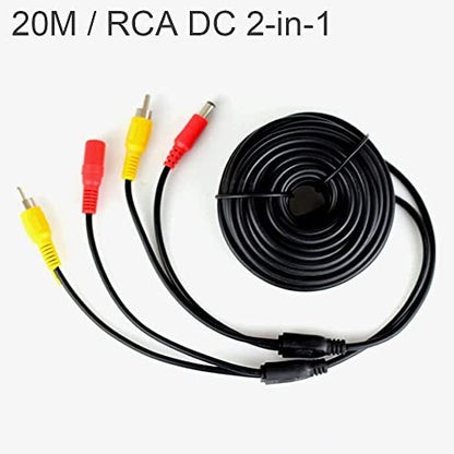 E-Kylin 65FT Backup Camera Video Extension Cable for Truck, RCA Power 2-in-1 Video Cable for CCTV Security Monitor, Bus Trailer Reverse Car Parking (20 Meters) - size: 20m/65ft