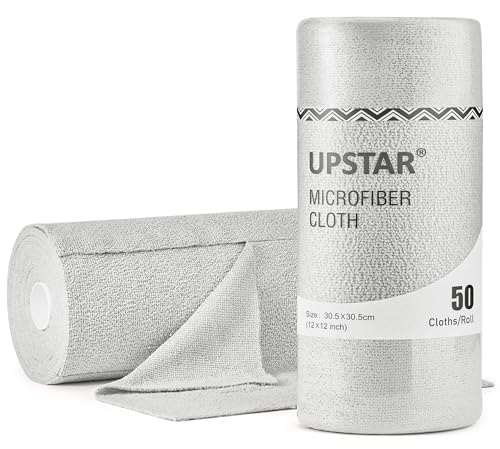UPSTAR Microfiber Cleaning Cloth, Reusable Paper Towels Rolls, 50 Packs 12x12 inch Cleaning Rags for Washing Dishes, Kitchen, Bathroom, Car, Grey - color: Grey