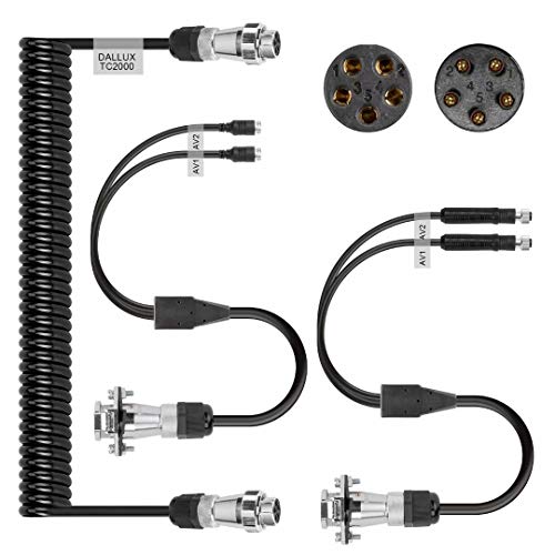 DALLUX Heavy Duty Vehicle Coil Trailer Cable with 2 Channel 4 PIN AV Connector Disconnect Kit for Truck Caravan Motor Home Backup Security Camera Monitor System - size: TC02