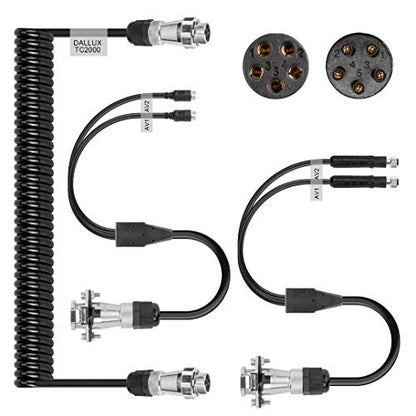 DALLUX Heavy Duty Vehicle Coil Trailer Cable with 2 Channel 4 PIN AV Connector Disconnect Kit for Truck Caravan Motor Home Backup Security Camera Monitor System - size: TC02