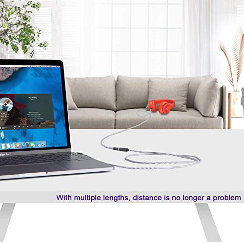 CableCreation Headphone Extension Cable + 2 Pack 3.5mm 1/8 Stereo Jack to 3.5mm Audio Male to Male Adapter Connectors