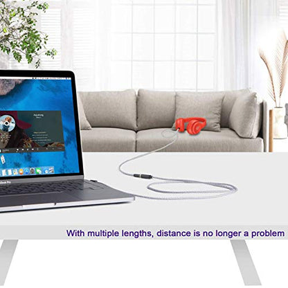 CableCreation Headphone Extension Cable + 2 Pack 3.5mm 1/8 Stereo Jack to 3.5mm Audio Male to Male Adapter Connectors