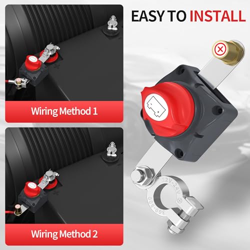 Top Post Battery Disconnect Switch 12V-48V Battery Disconnect Switch 12 Volt Waterproof Cut Off Switch Positive On/Off for Marine Car RV Boat ATV UTV Vehicles - color: 275A On-Off Top Post