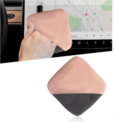 Car Screen Cleaner, Microfiber Dashboard Cleaning Wipes, Vehicle Touch Screen Pad Universal Cleaning Tool for Vehicle Dashboard Display, Car Cleaning Kits (Pink & Gray) - color: Square, Pink & Gray, 1 Pcs