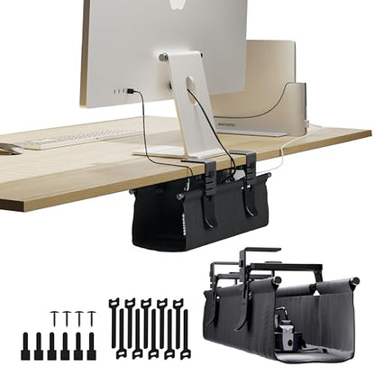 Ascrono Original Under Desk Cable Management Tray, Black, 14.1" - color: Black, size: Mini (14.1 in)