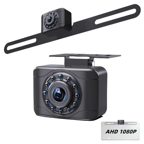 X1Z AHD 1080P Backup Camera License Plate Rear View Camera for Car, IP69 Waterproof Cámaras de Reversa with Clear Night Vision, Wide View Angle Universal Camera for Truck SUV Pickup 32.8ft Cable