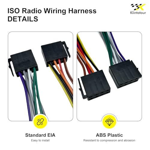 Radio Wiring Harness Adapter Compatible with Universal ISO 8+8Pin, Android Car Stereo Power and Speaker Wire Connector, Fits for Boss Jenson Leadfan Bluetooth Aftermarket Radio