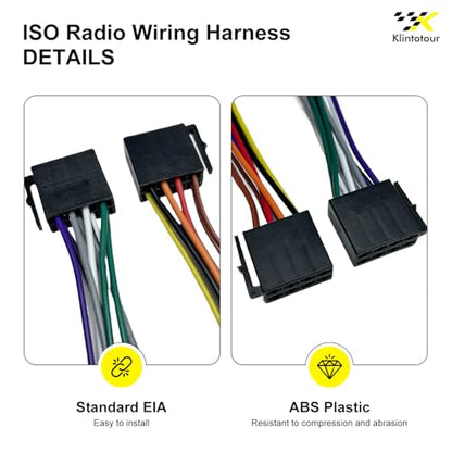 Radio Wiring Harness Adapter Compatible with Universal ISO 8+8Pin, Android Car Stereo Power and Speaker Wire Connector, Fits for Boss Jenson Leadfan Bluetooth Aftermarket Radio