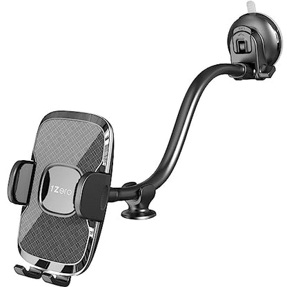 1Zero Solid Car Truck Phone Mount Holder with Thick Gooseneck Long Arm, Windshield Window Mobile Holders w/Industrial-Strength Suction Cup, Anti-Shake Stabilizer Compatible All Cell Phones, Black - color: Adjustable 8-Inch Gooseneck