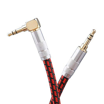 3.5mm Aux Cord 3.2ft/1m,Audiophile Stereo Audio Cable Braided Gold-Plated Unbreakable for Laptop Tablets,Headphones, Smartphones,Cars,MP3 Players - size: 3.2 ft, style: 3.5mm Right angle to Straight