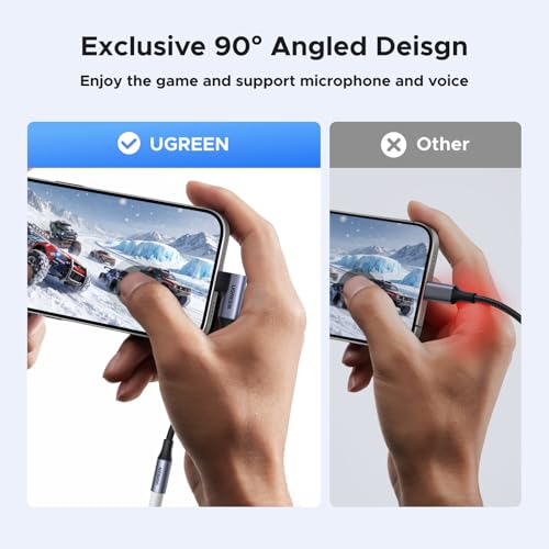 UGREEN Right Angle USB C to 3.5mm Audio Adapter Type C Aux Headphone Jack