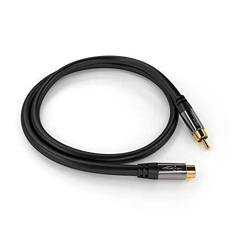 KabelDirekt – RCA Extension Cable – 1.5ft – Break-Resistant Lead for Brilliant Sound Quality (subwoofer/Audio Cable, RCA Male to Female, Ideal for Amplifier/HiFi, Analog & Digital) - size: 1.5 feet