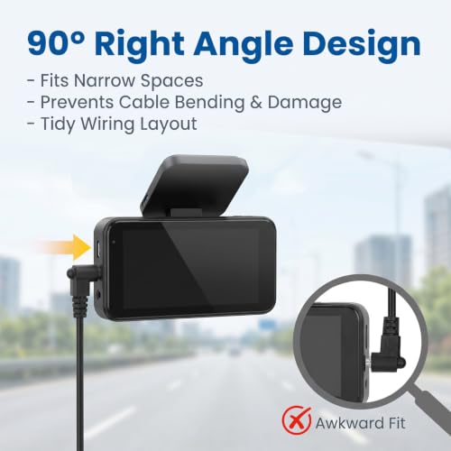 2.5mm Dash Cam Rearview Backup Camera Extension Cord (6.5 Ft Thicker) 90 Degree Male to Female Extension Adapter Wire for Car SUV Truck General-Purpose 4/5 Pin Dashcam Reverse Cam