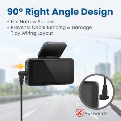 2.5mm Dash Cam Rearview Backup Camera Extension Cord (6.5 Ft Thicker) 90 Degree Male to Female Extension Adapter Wire for Car SUV Truck General-Purpose 4/5 Pin Dashcam Reverse Cam