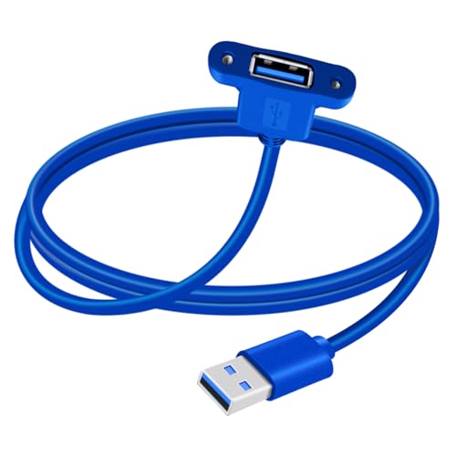 Panel Mount USB A 3.0 Extension USB Panel Mount Cable 5Gbps Data Transmit and Power Supply for Laptops PC, Car Boat Dashboard Panel (USB A Blue, 1 m/ 3.3 ft) - color: USB A Blue, size: 1 M/ 3.3 Ft