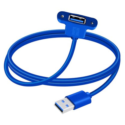 Panel Mount USB A 3.0 Extension USB Panel Mount Cable 5Gbps Data Transmit and Power Supply for Laptops PC, Car Boat Dashboard Panel (USB A Blue, 1.5 m/ 4.9 ft) - color: USB A Blue, size: 1.5 M/ 4.9 Ft