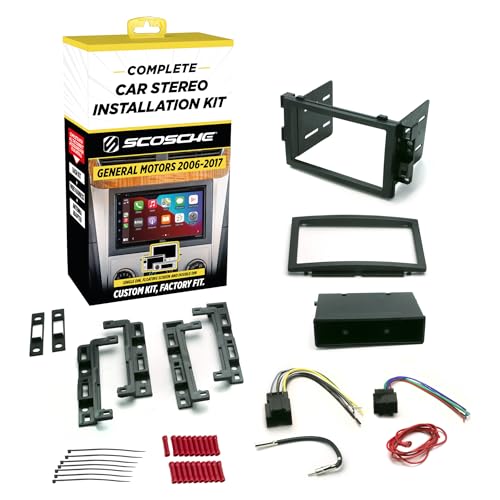 Scosche ICGM10BN Complete Double/Single DIN Stereo Installation Kit for Select Non-Amplified 2006-17 General Motors Vehicles - No Steering Wheel Remote - See Fit Guide in Images to Verify Your Vehicle - style: Class II Complete Kit