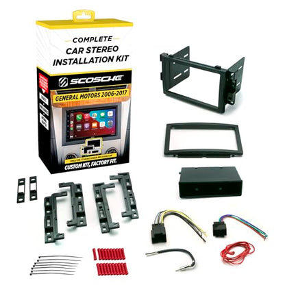 Scosche ICGM10BN Complete Double/Single DIN Stereo Installation Kit for Select Non-Amplified 2006-17 General Motors Vehicles - No Steering Wheel Remote - See Fit Guide in Images to Verify Your Vehicle - style: Class II Complete Kit