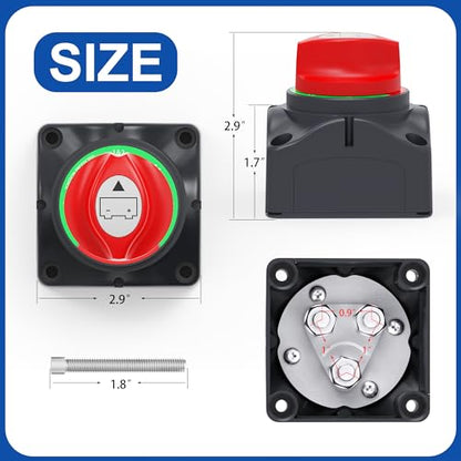 Joinfworld 1-2-Both-Off Battery Disconnect Switch 12V-48V Waterproof Dual Battery Kill Switch Heavy Duty Battery Isolator Switch for Marine Boat Car RV ATV UTV Vehicles, ASW-A701S - color: 200A 1-2 Both Off