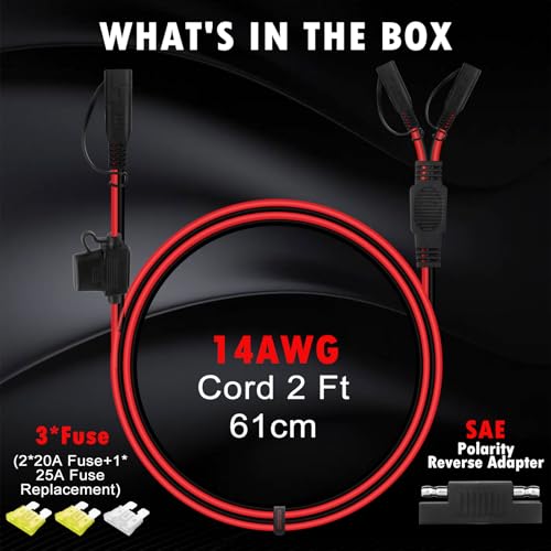 CUZEC 14AWG 2-Way Splitter, SAE Connector,1 to 2 SAE Connector Power Charger Adapter