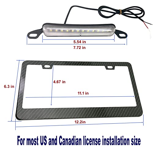 AOOTF License Plate Frame with Light Bar Assembly, Waterproof White - color: Carbon