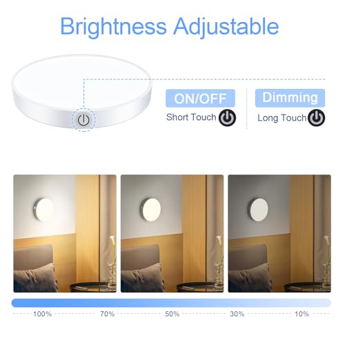 Ferswe Rechargeable Tap Lights, Dimmable Touch Night Lights with 1000mAh Large Battery, Stick on Light for Closet, Bedroom, Bathroom and Cabinet (2 Pack) - color: White