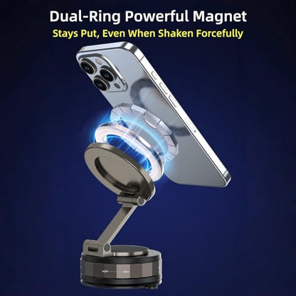 Car Phone Holder for Magsafe [98LBS Suction & 2400gf Magnetic] 360° Rotatable Adjustable Car Phone Mount with Vacuum Suction Cup, Car Phone Holders for Your Car for iPhone Series & Android - color: D. T30-Black Base