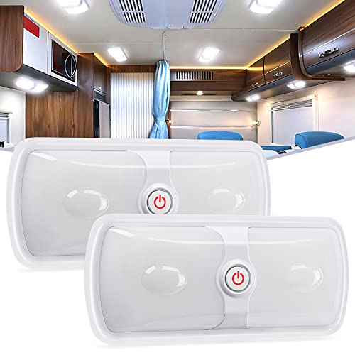 Nilight 2pcs RV Interior Lights 12V-24V LED Ceiling Light Fixture - color: White Interior Lights-11" 2PCS