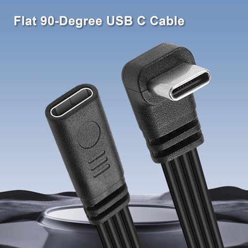 USB C Charger Cable 90 Degree USB C 2.0 Male to Female Cable Data Transfer 480Mbps.Flat Type C Charging Short Cable Suitable for Laptop,Mobile Phone,Tablet,Car Device 1ft