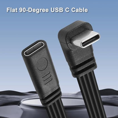 USB C Charger Cable 90 Degree USB C 2.0 Male to Female Cable Data Transfer 480Mbps.Flat Type C Charging Short Cable Suitable for Laptop,Mobile Phone,Tablet,Car Device 1ft