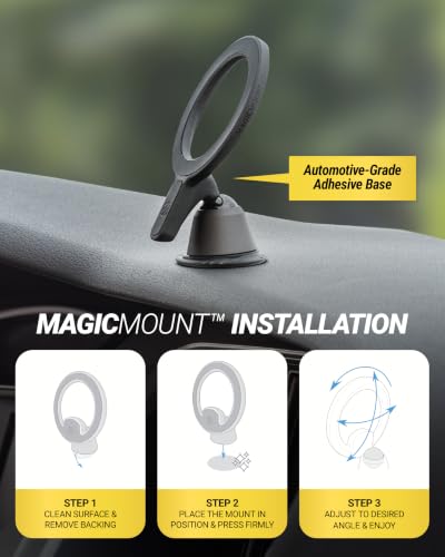 Scosche MagicMount Elite2 MagSafe Car Mount, Magnetic Phone Holder for Car Dashboard, Hands-Free Phone Mount with Strong Magnetic Hold, Minimalist Design for iPhone 17/16/15/14/13/12 and MagSafe Cases