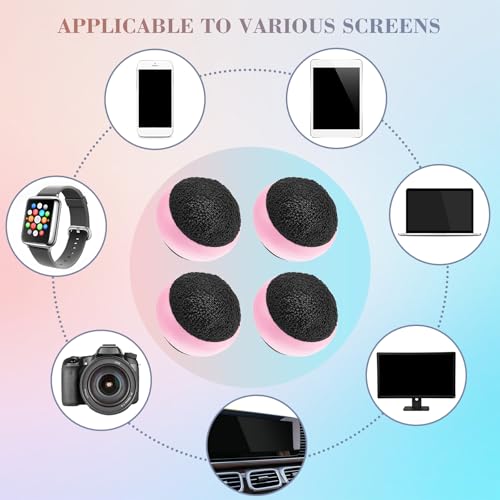 Suclain 4 Pack Screen Cleaner Balls Car Phone Screen Cleaning Cleaner Ball Microfiber Touch Cleaning Ball for Easter Computer Laptop Phone Monitor(Pink) - color: Pink