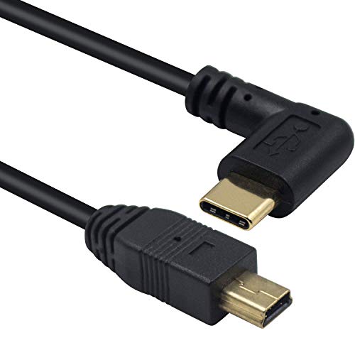 Duttek Mini USB to USB C Cable, Right Angled USB C to Mini USB Male to Male Converter Cable Cord for Digital Camera and More 9.5inch/25cm