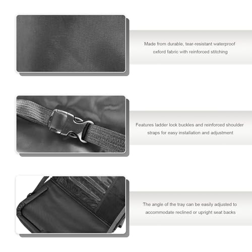 2 PCS Car Backseat Organizer with Tray, Waterproof Back Seat Protector with Touch Screen Tablet Holder, 11 Storage Pockets Anti-Scratch Kick Mat Universal for Family Road Trips