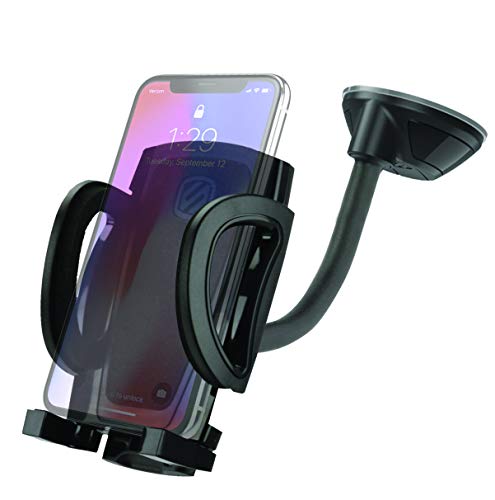 Scosche IHW10 4-in-1 Car Phone Holder Windshield, Dashboard, Vent, Cup Mount with Suction Cup | Dash, Vent or Windshield Mount | Stick Grip Suction Cup Base | Non-Magnetic | Black - style: Window / Dash / Cup / Vent