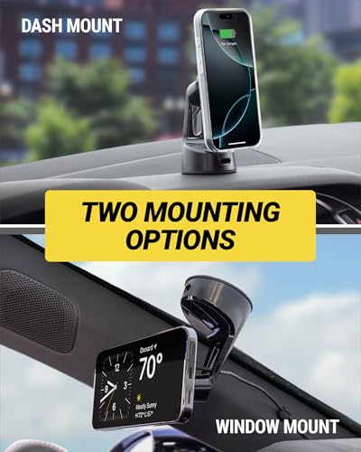 Scosche MPQTRWD Qi2 MagSafe Car Mount Charger 25W Fast Wireless Charging Phone Holder for Windshield or Dashboard, Magnetic Cell Phone Mount Compatible with iPhone 17/16/15/14/13 Series & Samsung S25