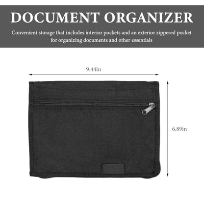 Car Registration and Insurance Holder, Glove Box Compartment Document Holder Owner Manual Case, Soft Zippered Pouch Multi-Pocket Glove Bag for Auto Insurance License Cards - color: Black