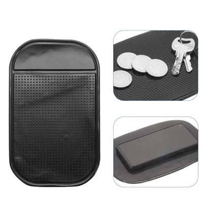 HARFINGTON 7pcs Car Dashboard Anti-Slip Mat 5.5" x 3" Universal Sticky Dash Pad Washable Reusable Car Non-Slip Mats for Phone Keys Sunglasses Electronic Devices, Black - color: Black