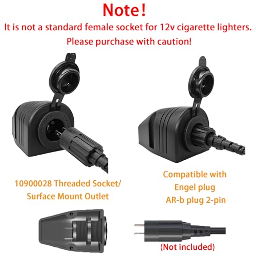 12V/24V 10900028 Threaded Socket Surface Mount Outlet, 12V Cigarette Lighter Splitter Outlet Power Socket Adapter Connector for Engel Fridge, 4WD 4x4 Camper Trailer Marine Boat Caravan
