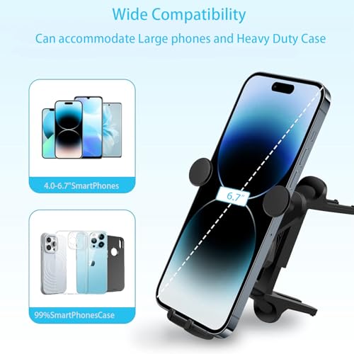 ICAILIN Car Phone Holder Mount for Round Air Vent, Universal Circular Vent Cell Phone Mount Compatible with Mercedes Benz A/B/C/E/S/GLC Class, Jeep Wrangler, Mini Cooper, Fits iPhone & Samsung
