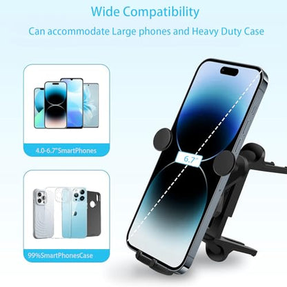 ICAILIN Car Phone Holder Mount for Round Air Vent, Universal Circular Vent Cell Phone Mount Compatible with Mercedes Benz A/B/C/E/S/GLC Class, Jeep Wrangler, Mini Cooper, Fits iPhone & Samsung